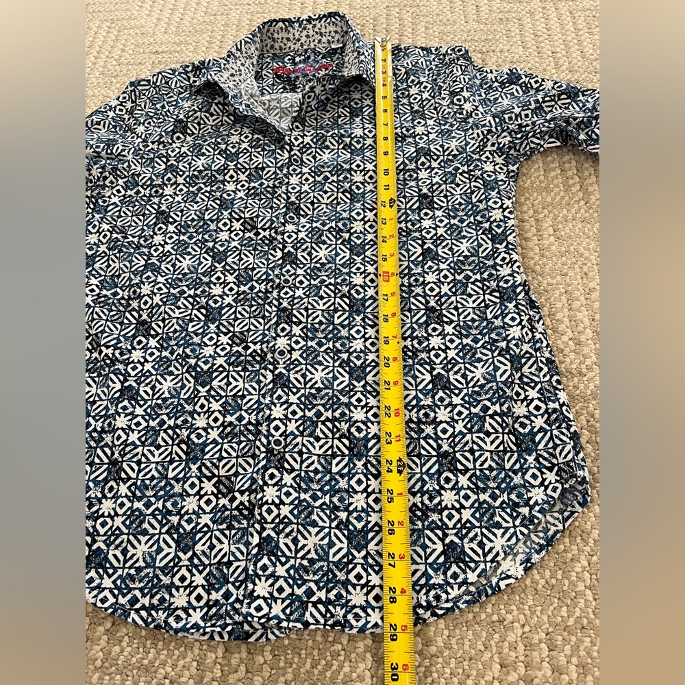 Robert Graham Men’s Small, Blu/wht, Pierson Geometric, Long Sleeve, Button down - Picture 8 of 9